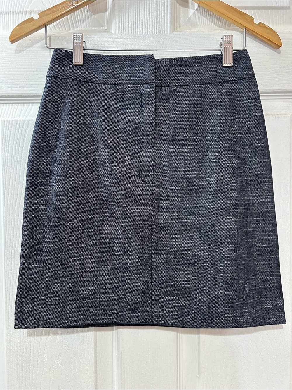 Caroll Paris Dark Denim Pencil Skirt Cotton Linen Blend Made in France Sz 36/4